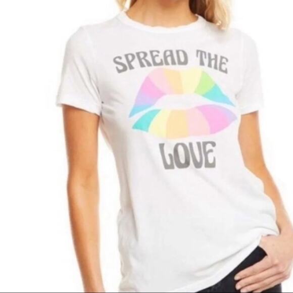 Chaser Spread the Love graphic Tee Shirt Rainbow lips NWT size Large - Picture 1 of 8
